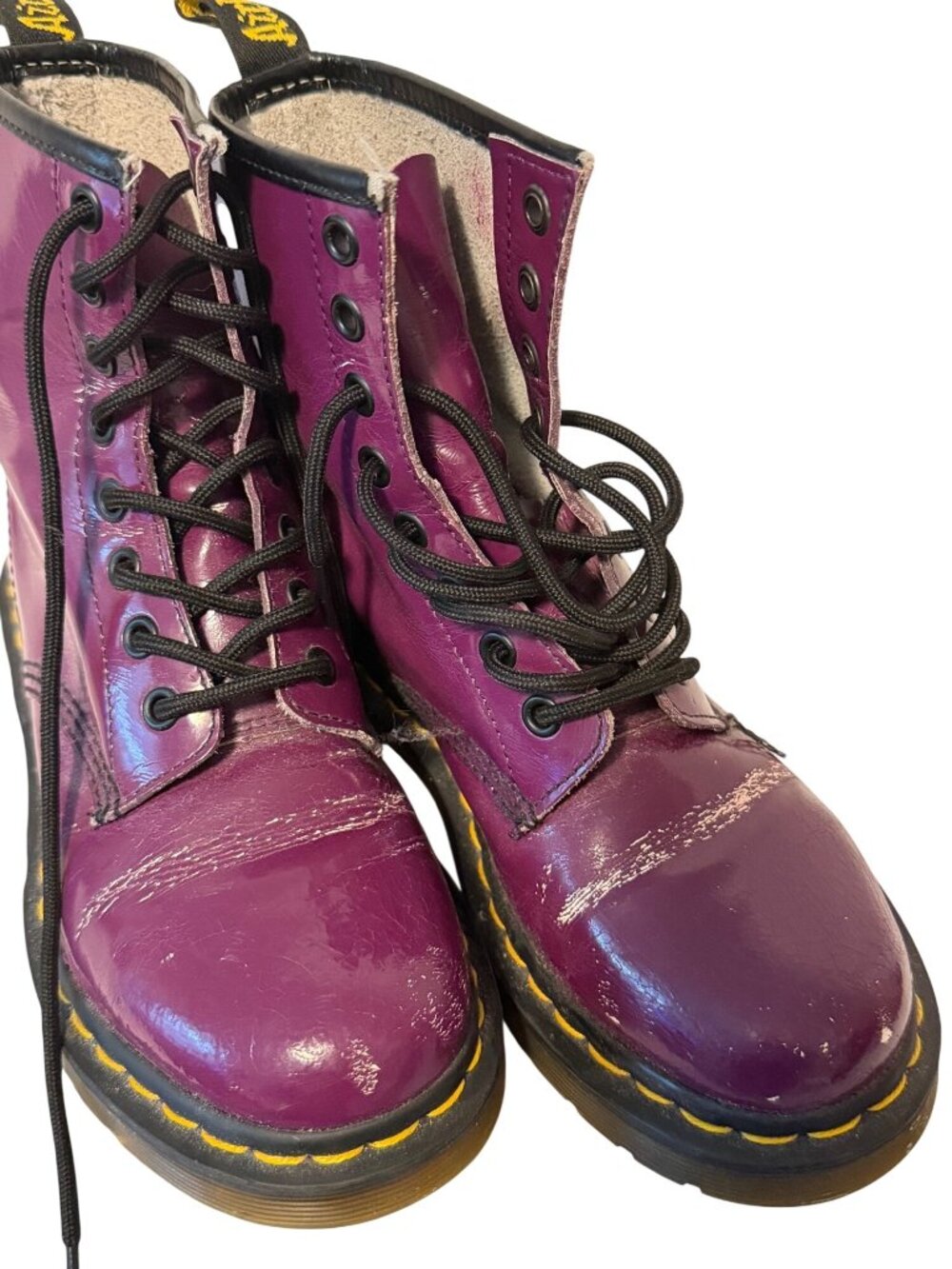 Dr. Martens Purple Patent Combat Boots Womens Size 5 Lace-Up Leather Durable Sol - Picture 6 of 8